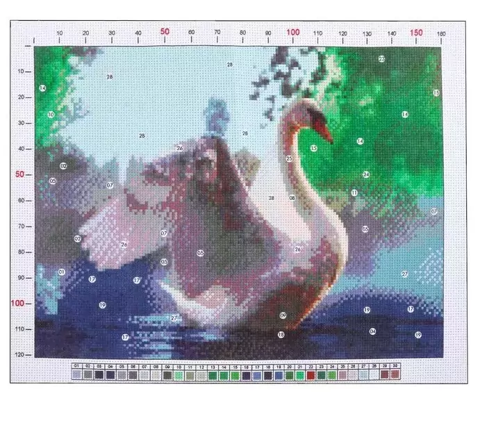 Канва для вышивания с рисунком «Лебедь», 28 х 37 см фото 1