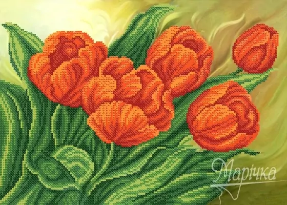 Красные тюльпаны, набор для вышивания фото 1