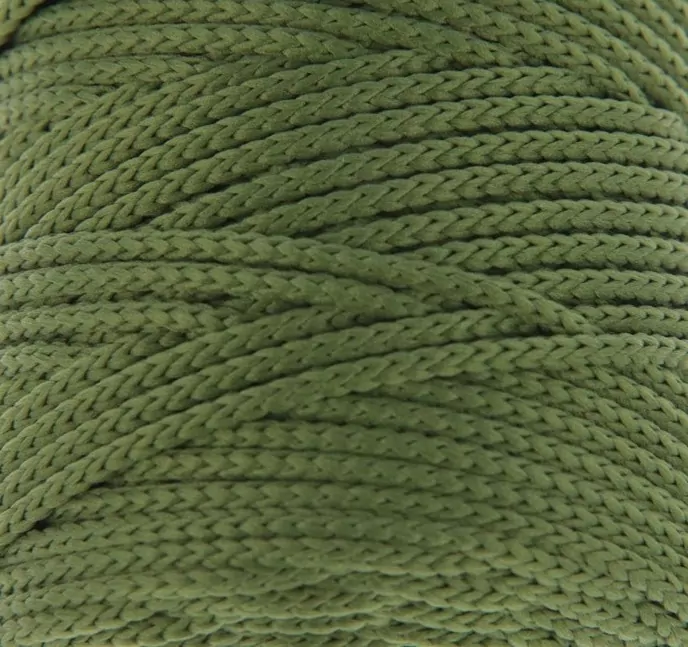 Шнур для вязания без сердечника 100% полиэфир, ширина 3мм 100м/210гр, (51 оливковый) фото 1