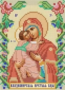 Владимирская икона божьей матери (13х18), схема на канве фото 1