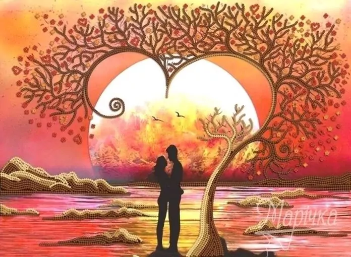Дерево любви, схема на канве фото 1