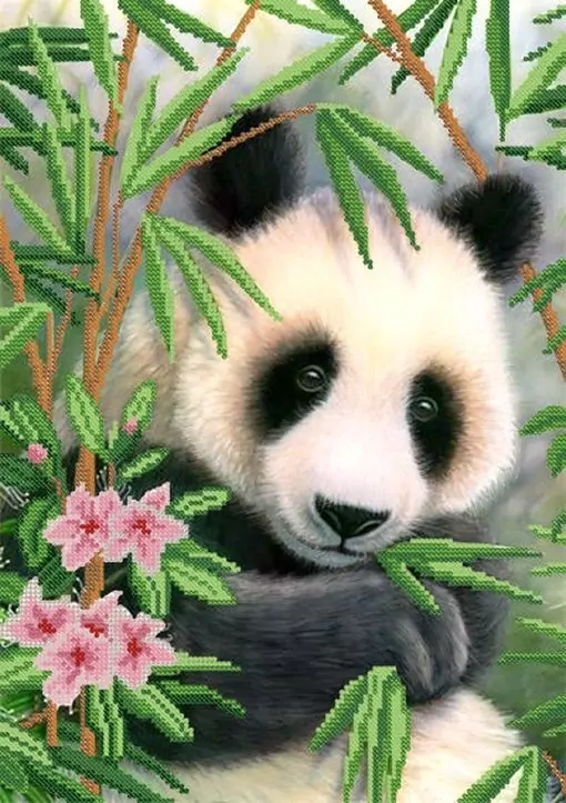 Панда, схема на канве фото 1