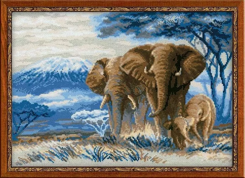 Слоны в саванне, набор для вышивания фото 1