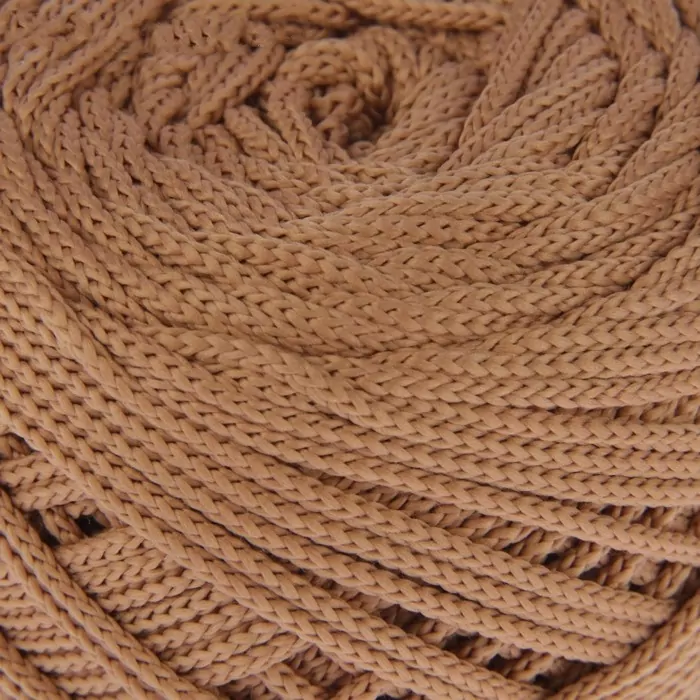 Шнур для вязания без сердечника 100% полиэфир, ширина 3мм 100м/210гр, (137 бежевый) фото 1