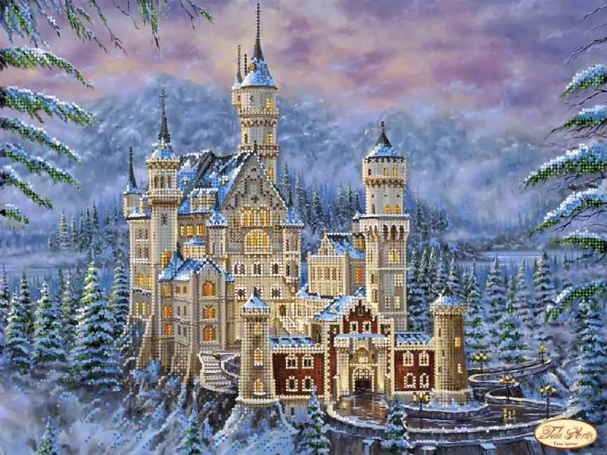 Замок нойшванштайн зимой, набор для вышивания фото 1
