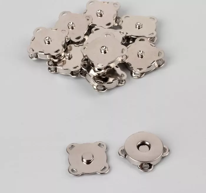 Кнопки магнитные пришивные, d = 18 мм, 10 шт, цвет серебряный фото 1