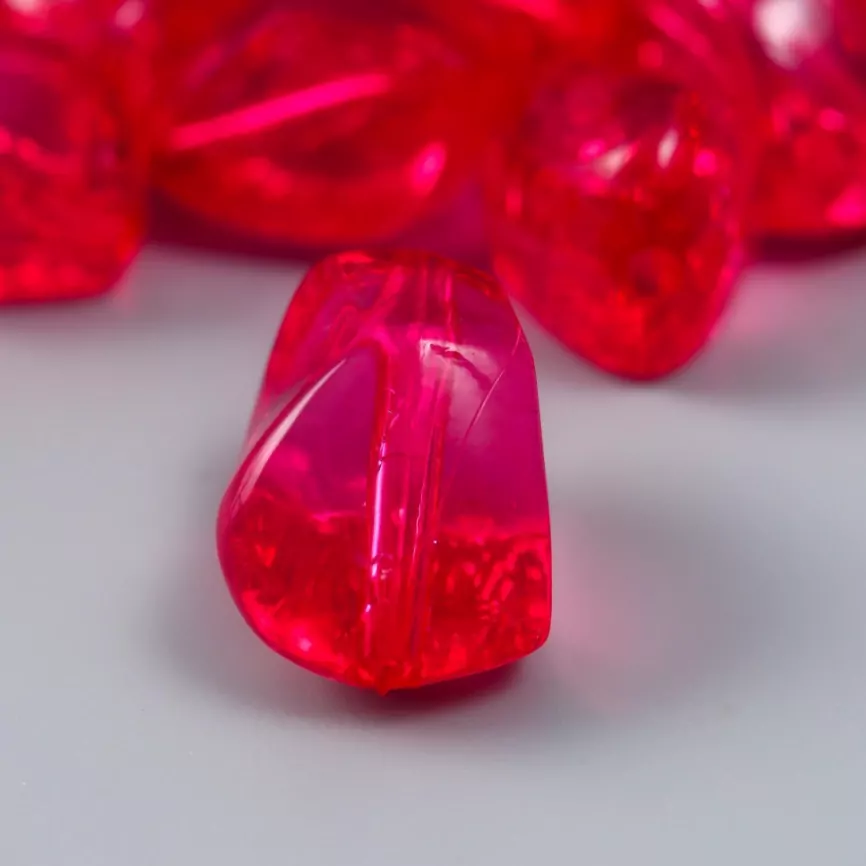 Набор бусин "Кристалл. Камешки" 19х12 мм, 15 шт, ярко-розовый фото 1
