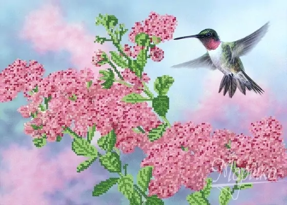 Колибри над цветком, набор для вышивания фото 1